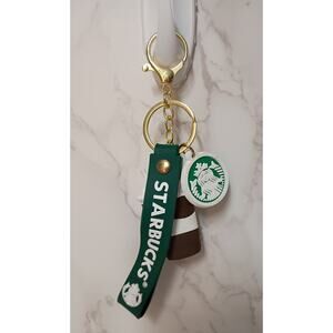 STARBUCKS Bag Charm/Keychain with Cup Charm and a Logo Strap - NWOT